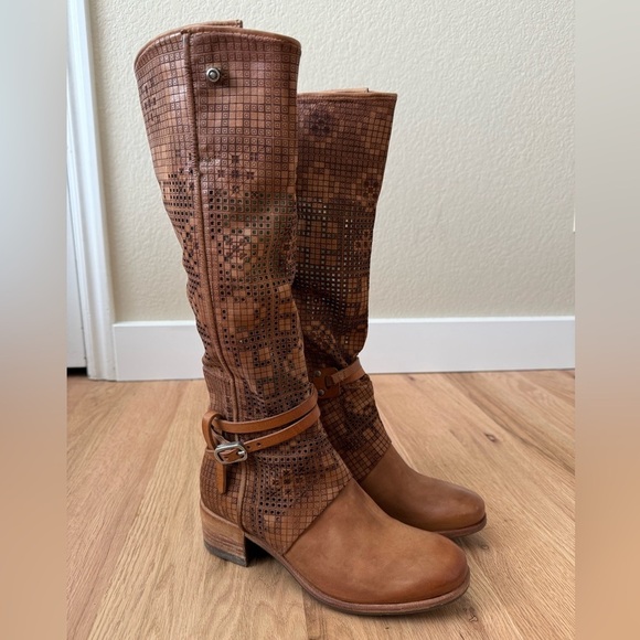 A.S. 98 Gene Boho Brown Leather Perforated Knee High Boots Size EU 37 | US 6.5-7 - Picture 3 of 14